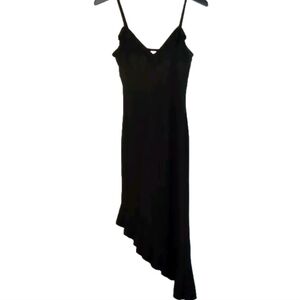 Black bodycon midi dress with small black flower women's size medium NWT